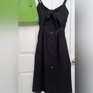 🖤 Aritzia Wilfred Black Adelia Tie Front Dress, Size 0